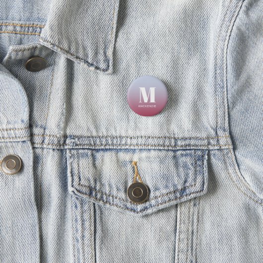 Modern Monogramm Anfangsname Pink Blue Gradient Button (Beispiel)