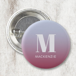 Modern Monogramm Anfangsname Pink Blue Gradient Button