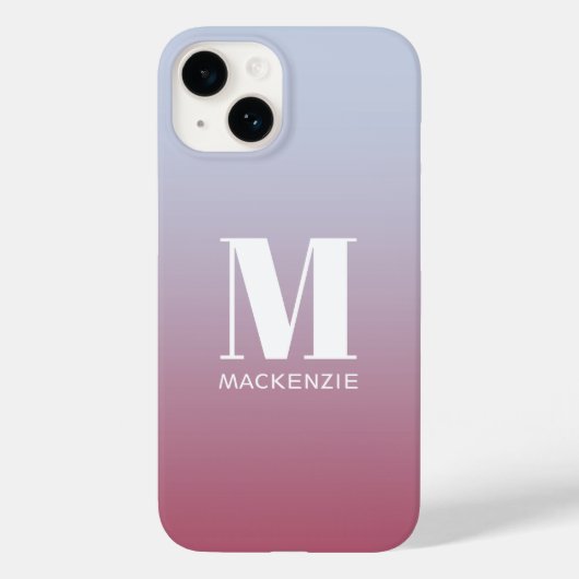 Modern Monogramm Anfangsname Pink Blue Gradient Case-Mate iPhone Hülle (Rückseite)