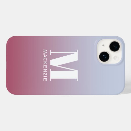 Modern Monogramm Anfangsname Pink Blue Gradient Case-Mate iPhone Hülle (Rückseite (Horizontal))