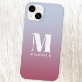 Modern Monogramm Anfangsname Pink Blue Gradient Case-Mate iPhone Hülle
