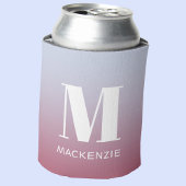 Modern Monogramm Anfangsname Pink Blue Gradient Dosenkühler