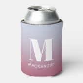 Modern Monogramm Anfangsname Pink Blue Gradient Dosenkühler (Kanne Vorderseite)