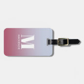 Modern Monogramm Anfangsname Pink Blue Gradient Gepäckanhänger (Vorderseite horizontal)