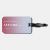 Modern Monogramm Anfangsname Pink Blue Gradient Gepäckanhänger (Rückseite horizontal)