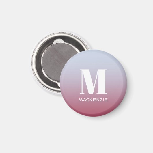 Modern Monogramm Anfangsname Pink Blue Gradient Magnet (Vorderseite/Rückseite)