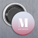 Modern Monogramm Anfangsname Pink Blue Gradient Magnet<br><div class="desc">Moderne Typografie minimalistisch monogramm Initialname Design,  die geändert werden können,  um personalisieren. Weiß auf einem rosa bis blauen Farbverlauf Hintergrund.</div>