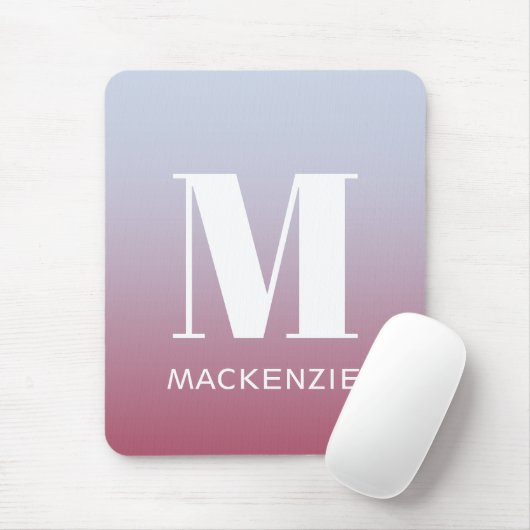 Modern Monogramm Anfangsname Pink Blue Gradient Mousepad (Mit Mouse)