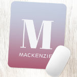 Modern Monogramm Anfangsname Pink Blue Gradient Mousepad<br><div class="desc">Moderne Typografie minimalistisch monogramm Initialname Design,  die geändert werden können,  um personalisieren. Weiß auf einem rosa bis blauen Farbverlauf Hintergrund.</div>