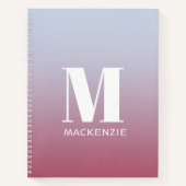 Modern Monogramm Anfangsname Pink Blue Gradient Notizblock (Vorderseite)