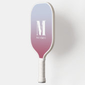 Modern Monogramm Anfangsname Pink Blue Gradient Pickleball Schläger (Links)