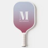 Modern Monogramm Anfangsname Pink Blue Gradient Pickleball Schläger (Rückseite)