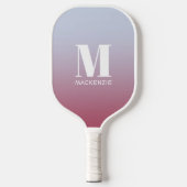 Modern Monogramm Anfangsname Pink Blue Gradient Pickleball Schläger (Vorderseite)