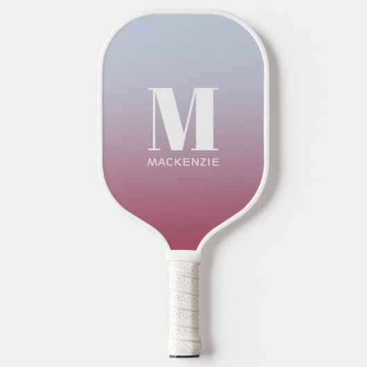 Modern Monogramm Anfangsname Pink Blue Gradient Pickleball Schläger (Vorderseite)