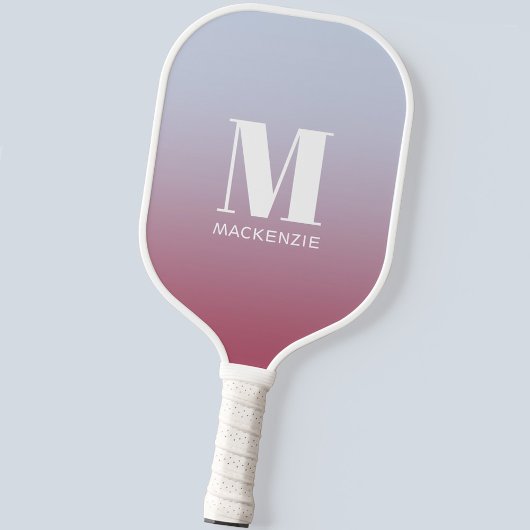 Modern Monogramm Anfangsname Pink Blue Gradient Pickleball Schläger