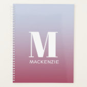 Modern Monogramm Anfangsname Pink Blue Gradient Planer (Vorderseite)
