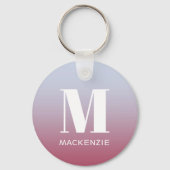 Modern Monogramm Anfangsname Pink Blue Gradient Schlüsselanhänger (Vorderseite)
