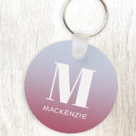 Modern Monogramm Anfangsname Pink Blue Gradient Schlüsselanhänger<br><div class="desc">Moderne Typografie minimalistisch monogramm Initialname Design,  die geändert werden können,  um personalisieren. Weiß auf einem rosa bis blauen Farbverlauf Hintergrund.</div>