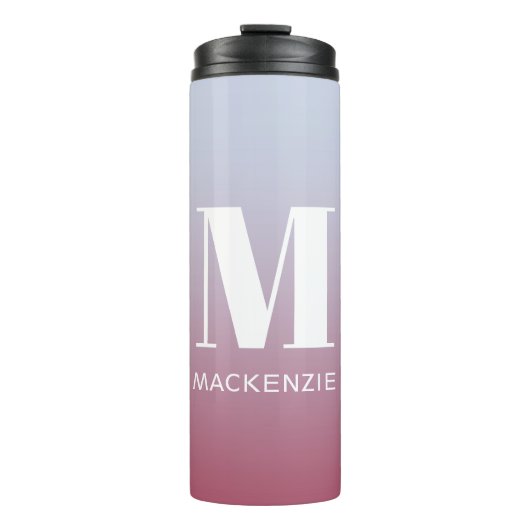 Modern Monogramm Anfangsname Pink Blue Gradient Thermosbecher (Vorderseite)