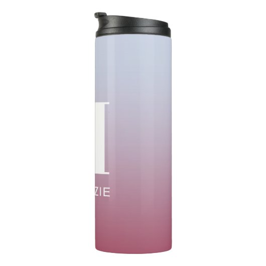 Modern Monogramm Anfangsname Pink Blue Gradient Thermosbecher (Nach rechts gedreht)
