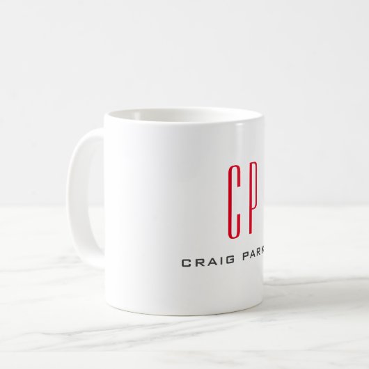 Modern Monogramm Beruflicher Schlichter Minimalist Kaffeetasse (Vorderseite Links)