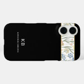 Modern Monogramm Cute Black Floral Pattern  Case-Mate iPhone Hülle (Rückseite (Horizontal))