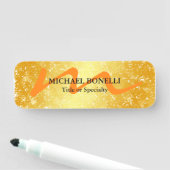 Modern monogramm erste berufliche Goldfarbe Namensschild (Beispiel)