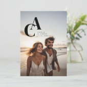 Modern, Monogramm, Foto, QR-Code Einladung (Stehend Vorderseite)