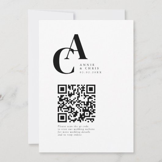 Modern, Monogramm, Foto, QR-Code Einladung (Rückseite)