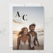 Modern, Monogramm, Foto, QR-Code Einladung (Vorderseite)