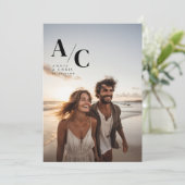 Modern, Monogramm, Foto, QR-Code Einladung (Stehend Vorderseite)