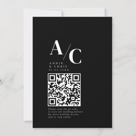 Modern, Monogramm, Foto, QR-Code Einladung (Rückseite)