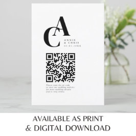 Modern, Monogramm, Foto, QR-Code Einladung