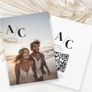 Modern, Monogramm, Foto, QR-Code Einladung
