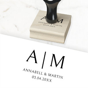 Modern, Monogramm, Hochzeits-Briefmarke Gummistempel