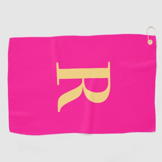 Modern Monogramm Hot Pink Golfhandtuch (Horizontal)