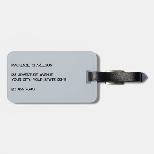 Modern Monogramm Initial Powder Blue Gepäckanhänger (Rückseite horizontal)