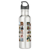 Modern Monogramm Name Foto Collage Edelstahlflasche (Rückseite)