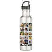 Modern Monogramm Name Foto Collage Edelstahlflasche (Vorderseite)