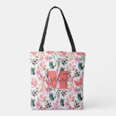 Modern Monogramm Name Rosa Floral Tasche (Rückseite)