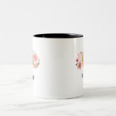 Modern Monogramm Name Rosa Floral Zweifarbige Tasse (Mittel)