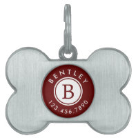 Modern Monogramm Name und Telefonnummer| Burgund