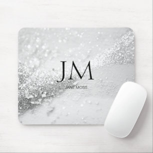 Modern, Monogramm, Salon, Glitzer (Imitat) Mousepad