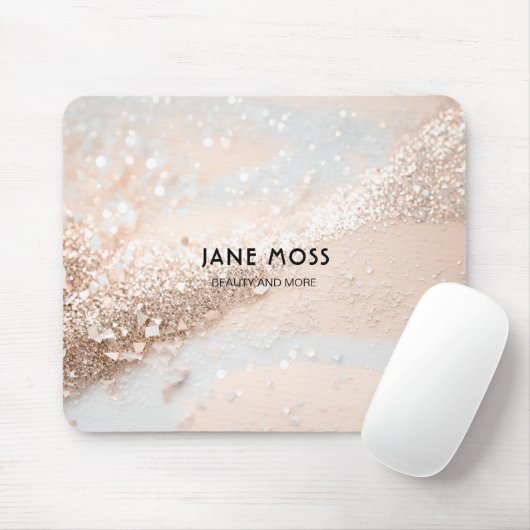 Modern, Monogramm, Salon, Glitzer (Imitat) Mousepad (Mit Mouse)