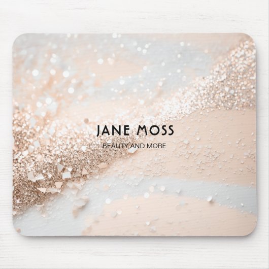 Modern, Monogramm, Salon, Glitzer (Imitat) Mousepad (Vorne)