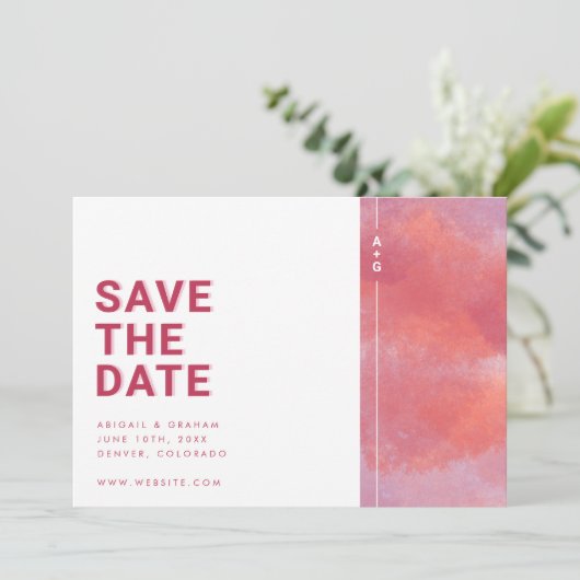 Modern Monogramm Save the Date (Stehend Vorderseite)