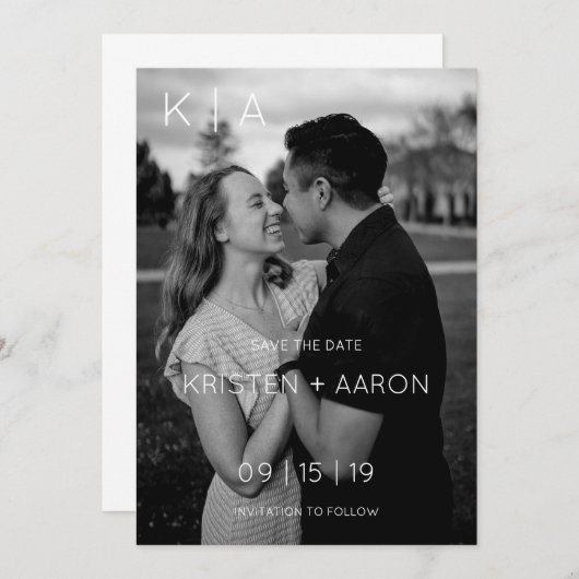 Modern Monogramm Save the Date (Vorne/Hinten)