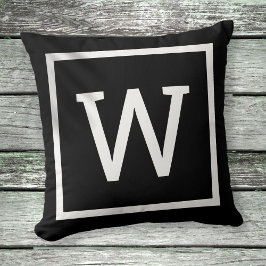 Modern Monogramm Schwarz und Weiß Kissen