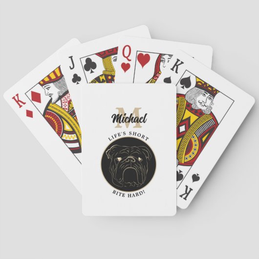Modern Monogramm Schwarz und Weiß Spielkarten (Rückseite)