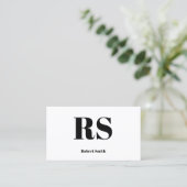 Modern Monogramm Weiß Visitenkarte (Stehend Vorderseite)